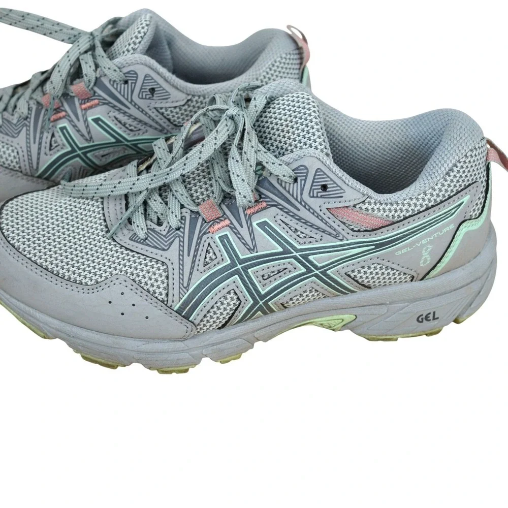 Asics Gel-Venture 8 Womens Trail Running Shoes Size 7 WIDE‎ Gray & Pink